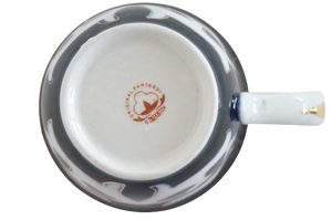 ウズベキスタン綿花柄陶器　プレート ・コーヒーカップ　２枚セット