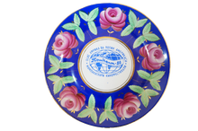 画像をギャラリービューアに読み込む, Vintage Plate (Set) - 1202 - Blue&amp;Pink rose-1
