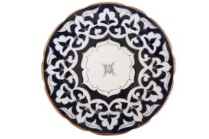 ウズベキスタン綿花柄陶器プレート　24cm